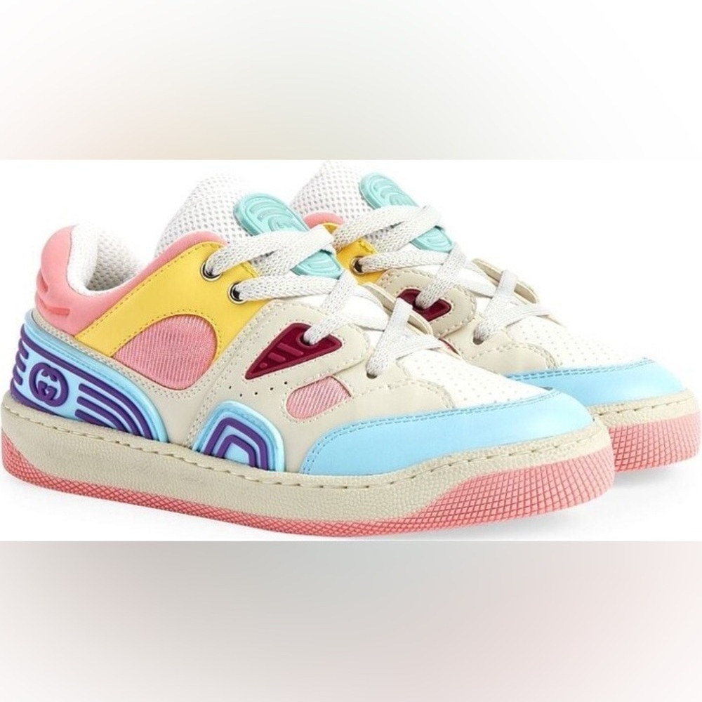 Gucci Kids Sneakers with Blue, Pink, and Yellow